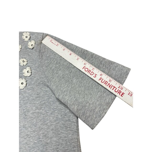 Cece Gray Floral Appliqué T-shirt Dress With Ruffle Medium Crewneck Short Sleeve - Picture 7 of 8
